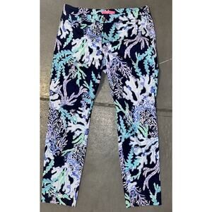 Lilly Pulitzer Women’s Dark Blue Seaweed Pattern Cotton Capri Size 12